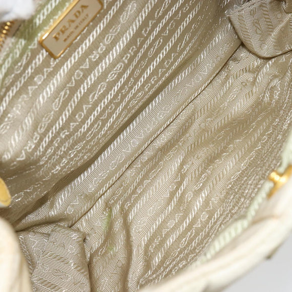 PRADA Shoulder Bag Nylon Enamel Beige Yellow gold Auth 155087