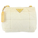 PRADA Shoulder Bag Nylon Enamel Beige Yellow gold Auth 155087-13