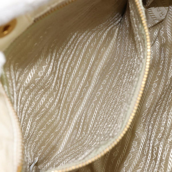 PRADA Shoulder Bag Nylon Enamel Beige Yellow gold Auth 155087