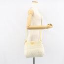 PRADA Shoulder Bag Nylon Enamel Beige Yellow gold Auth 155087-24