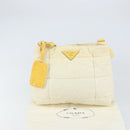 PRADA Shoulder Bag Nylon Enamel Beige Yellow gold Auth 155087-12
