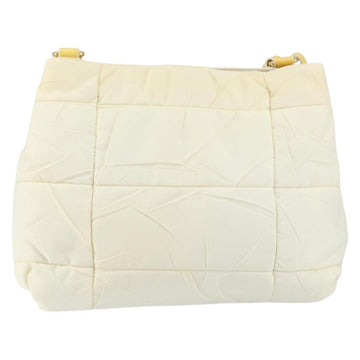 PRADA Shoulder Bag Nylon Enamel Beige Yellow gold Auth 155087 - 0