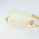 PRADA Shoulder Bag Nylon Enamel Beige Yellow gold Auth 155087-3