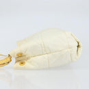 PRADA Shoulder Bag Nylon Enamel Beige Yellow gold Auth 155087-4