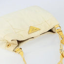 PRADA Shoulder Bag Nylon Enamel Beige Yellow gold Auth 155087-6