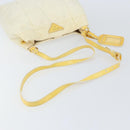 PRADA Shoulder Bag Nylon Enamel Beige Yellow gold Auth 155087-7