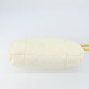 PRADA Shoulder Bag Nylon Enamel Beige Yellow gold Auth 155087-5