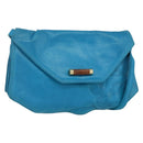 LOEWE Shoulder Bag Leather Turquoise Blue Gold Auth 155089-1