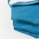 LOEWE Shoulder Bag Leather Turquoise Blue Gold Auth 155089-14