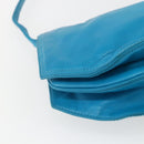 LOEWE Shoulder Bag Leather Turquoise Blue Gold Auth 155089-16