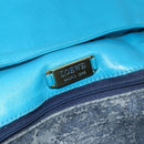 LOEWE Shoulder Bag Leather Turquoise Blue Gold Auth 155089-10