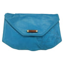 LOEWE Shoulder Bag Leather Turquoise Blue Gold Auth 155089-13
