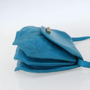LOEWE Shoulder Bag Leather Turquoise Blue Gold Auth 155089-3