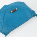 LOEWE Shoulder Bag Leather Turquoise Blue Gold Auth 155089-6