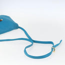 LOEWE Shoulder Bag Leather Turquoise Blue Gold Auth 155089-7