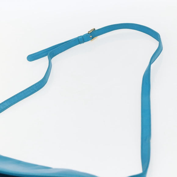 LOEWE Shoulder Bag Leather Turquoise Blue Gold Auth 155089