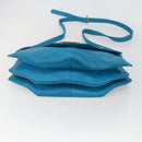 LOEWE Shoulder Bag Leather Turquoise Blue Gold Auth 155089-5