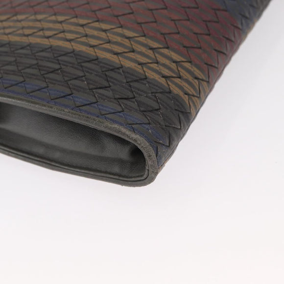 BOTTEGA VENETA INTRECCIATO Clutch Bag Leather Gray Auth 155090