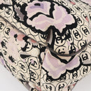 CHANEL Tote Bag Canvas Leather Beige Silver CC Auth 155092-15