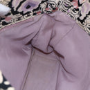 CHANEL Tote Bag Canvas Leather Beige Silver CC Auth 155092-19