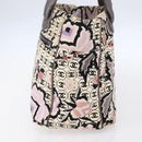 CHANEL Tote Bag Canvas Leather Beige Silver CC Auth 155092-4