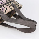 CHANEL Tote Bag Canvas Leather Beige Silver CC Auth 155092-7