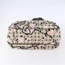 CHANEL Tote Bag Canvas Leather Beige Silver CC Auth 155092-5