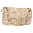 CHANEL Chain Shoulder Bag Cotton Pink Gold CC Auth 155094SAV-1