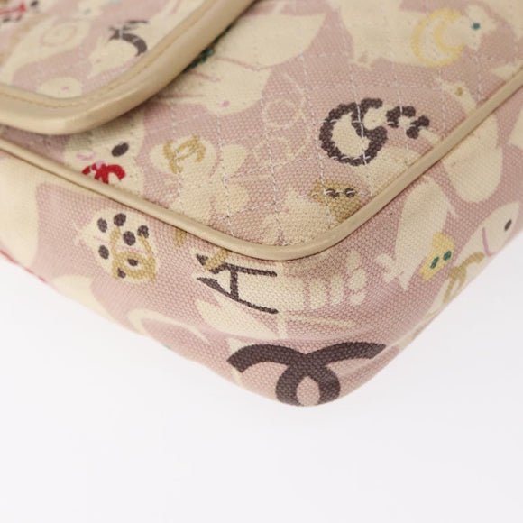 CHANEL Chain Shoulder Bag Cotton Pink Gold CC Auth 155094SAV