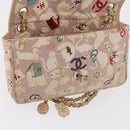 CHANEL Chain Shoulder Bag Cotton Pink Gold CC Auth 155094SAV-19