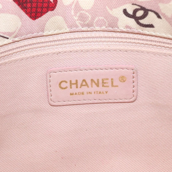 CHANEL Chain Shoulder Bag Cotton Pink Gold CC Auth 155094SAV