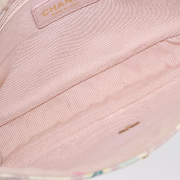 CHANEL Chain Shoulder Bag Cotton Pink Gold CC Auth 155094SAV