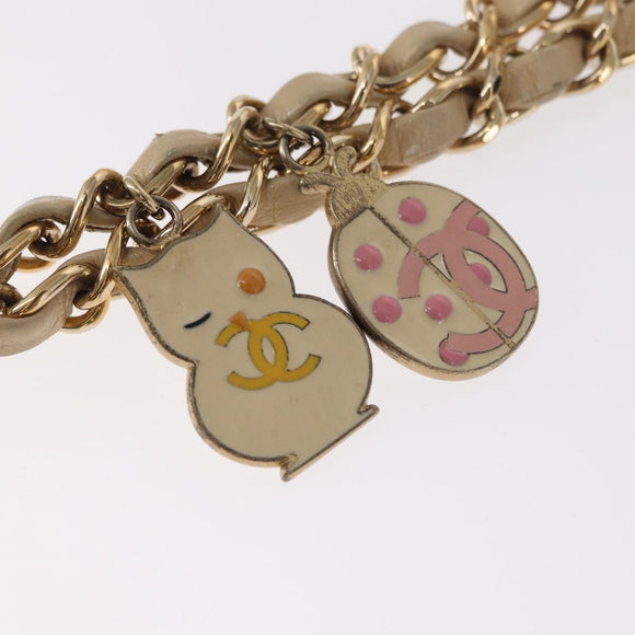 CHANEL Chain Shoulder Bag Cotton Pink Gold CC Auth 155094SAV