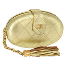 CHANEL Matelasse Clutch Bag Leather Gold CC Auth 155096-1