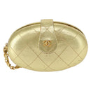 CHANEL Matelasse Clutch Bag Leather Gold CC Auth 155096-2