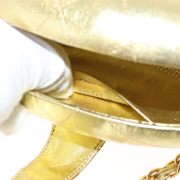 CHANEL Matelasse Clutch Bag Leather Gold CC Auth 155096