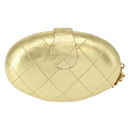 CHANEL Matelasse Clutch Bag Leather Gold CC Auth 155096-3
