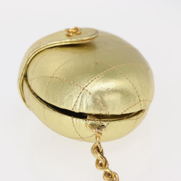 CHANEL Matelasse Clutch Bag Leather Gold CC Auth 155096