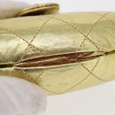 CHANEL Matelasse Clutch Bag Leather Gold CC Auth 155096-9