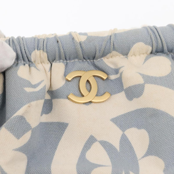 CHANEL Chain Shoulder Bag Canvas Gold Light Blue CC Auth 155097