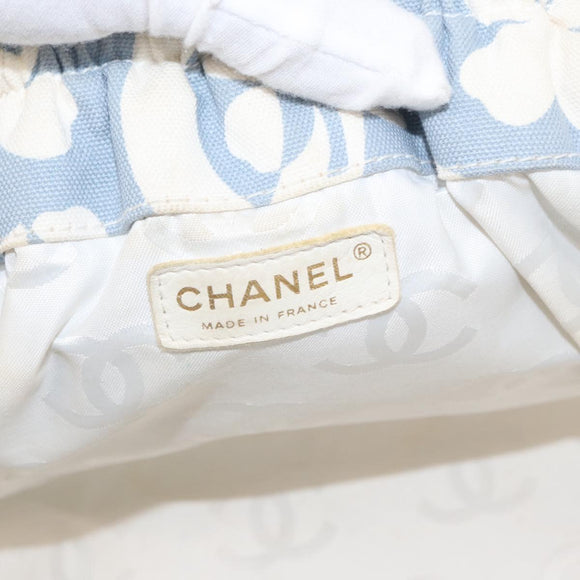 CHANEL Chain Shoulder Bag Canvas Gold Light Blue CC Auth 155097