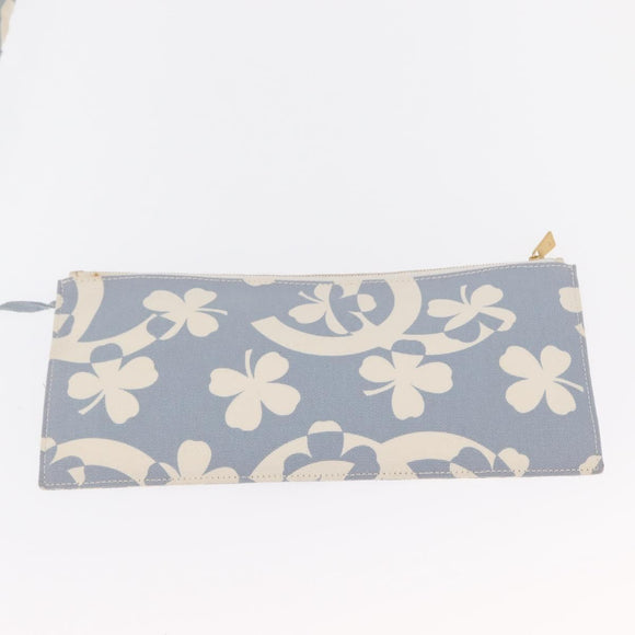 CHANEL Chain Shoulder Bag Canvas Gold Light Blue CC Auth 155097