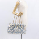 CHANEL Chain Shoulder Bag Canvas Gold Light Blue CC Auth 155097-24