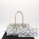 CHANEL Chain Shoulder Bag Canvas Gold Light Blue CC Auth 155097-25
