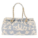 CHANEL Chain Shoulder Bag Canvas Gold Light Blue CC Auth 155097-3