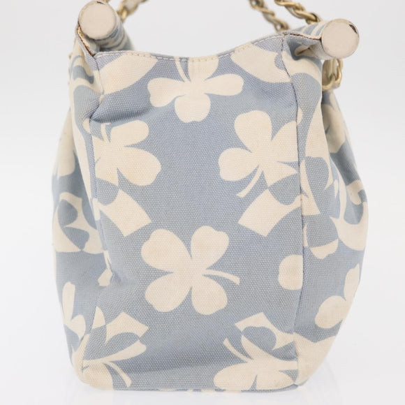 CHANEL Chain Shoulder Bag Canvas Gold Light Blue CC Auth 155097