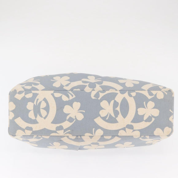 CHANEL Chain Shoulder Bag Canvas Gold Light Blue CC Auth 155097