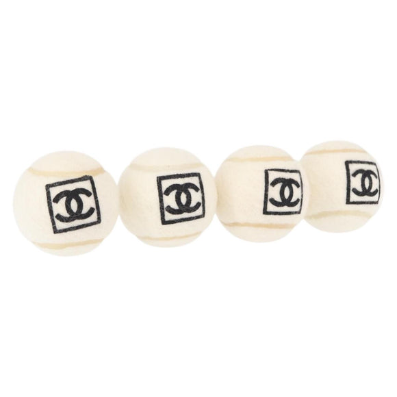 CHANEL Sports Line Set of 4 Tennis Balls White CC Auth 155098V