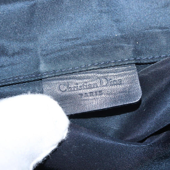 Christian Dior Trotter Canvas Saddle Pouch Accessory Pouch Navy Gold Auth 155099