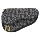 Christian Dior Trotter Canvas Saddle Pouch Accessory Pouch Navy Gold Auth 155099-2